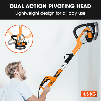 Long Reach Drywall Sander Kit with LED, Auto-Vacuum & Telescopic Handle