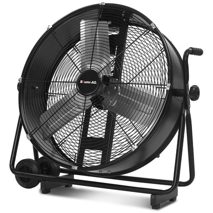 24' (0.61m) Industrial Drum Fan, 260W, Tilting, Heavy-Duty for Large Spaces