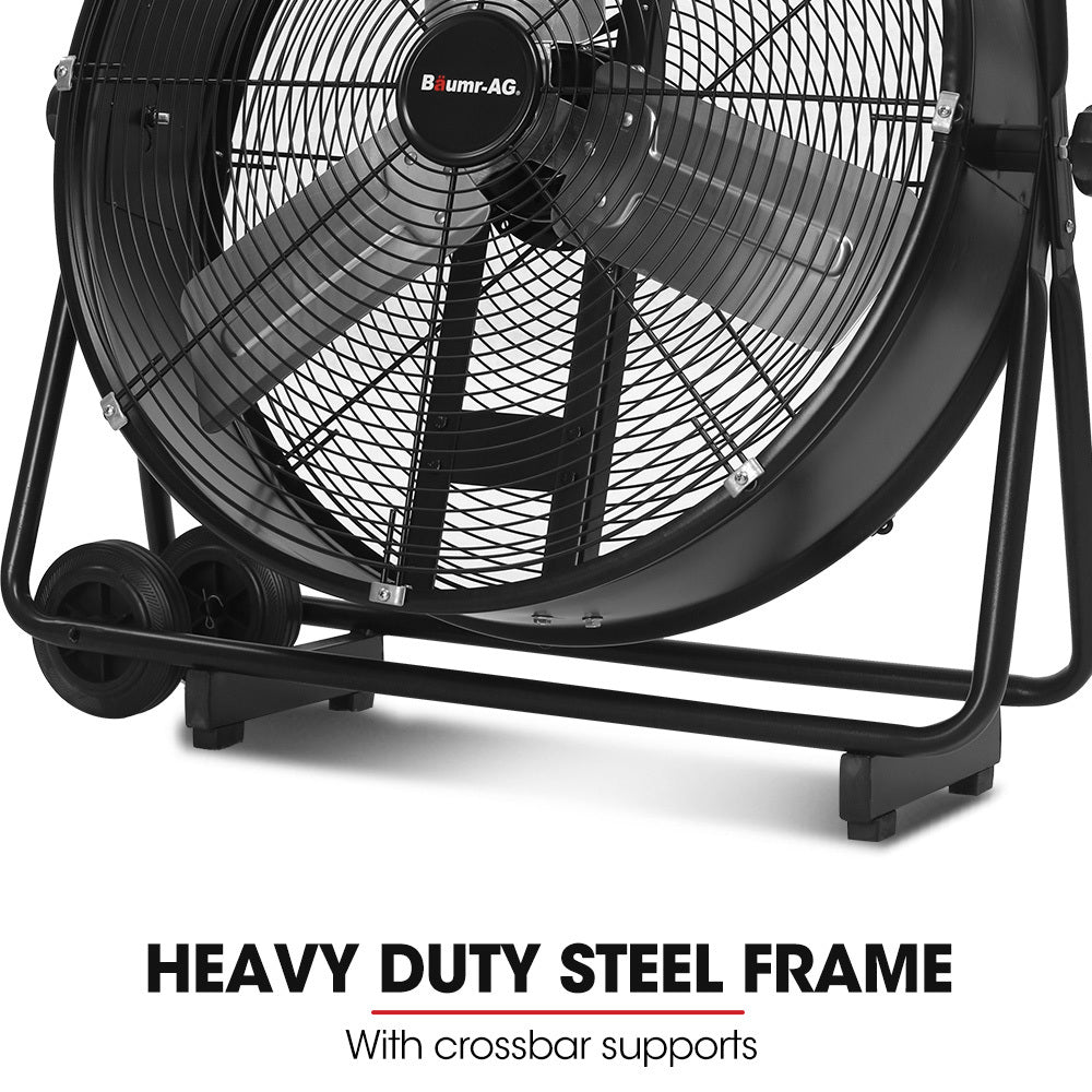 24' (0.61m) Industrial Drum Fan, 260W, Tilting, Heavy-Duty for Large Spaces