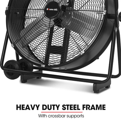 24' (0.61m) Industrial Drum Fan, 260W, Tilting, Heavy-Duty for Large Spaces