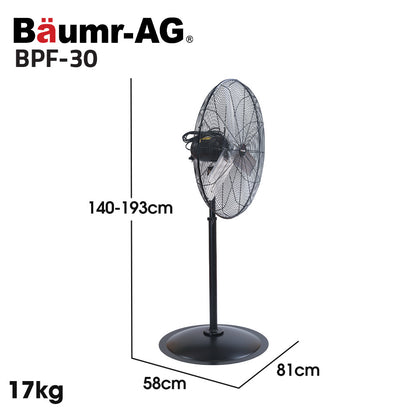 30" 0.76m Industrial Fan, 300W, Heavy-Duty, 3 Speeds, High Airflow, EESS Certified
