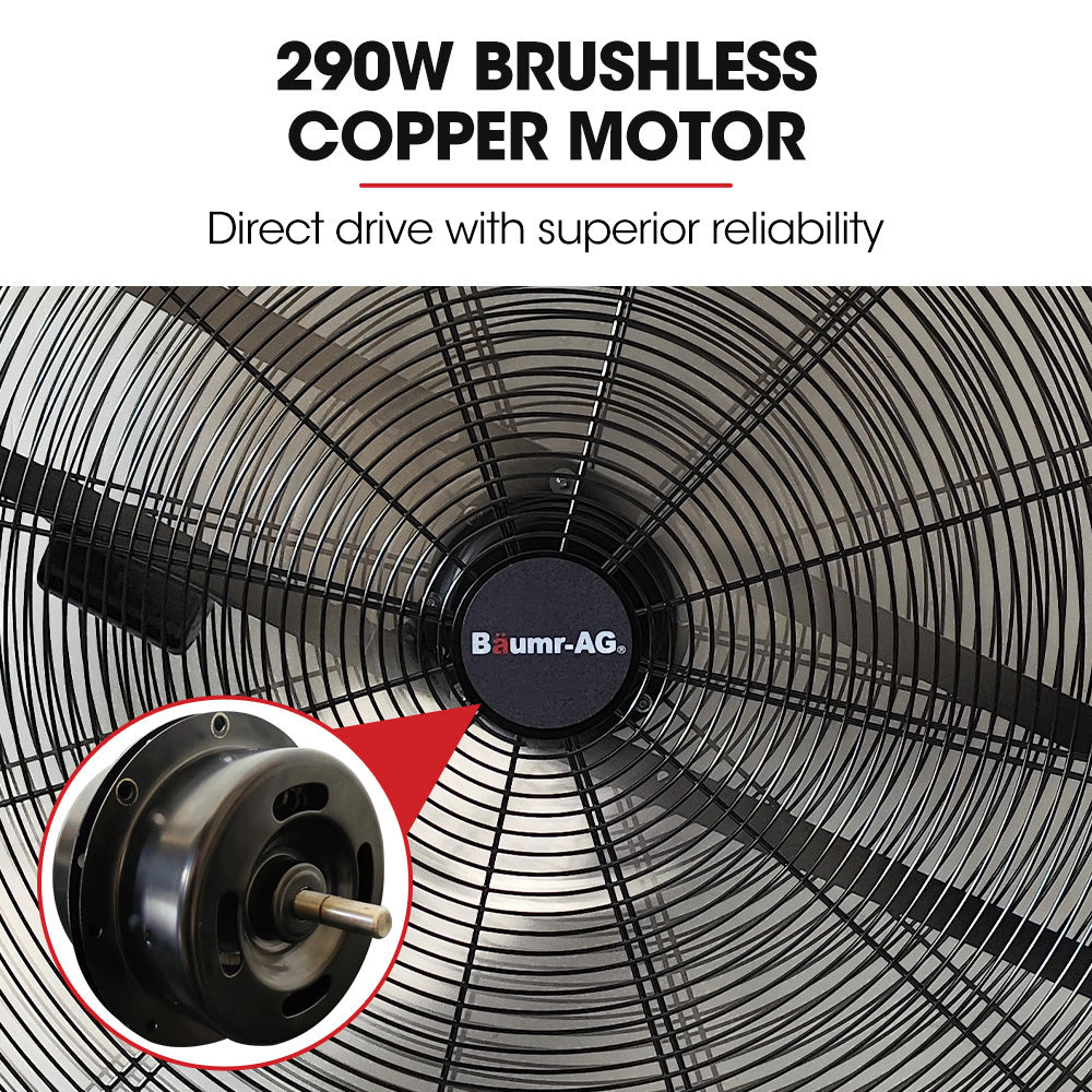 36" Industrial Mobile Drum Fan, 914mm, 290W Motor, Adjustable Tilt, Heavy-Duty