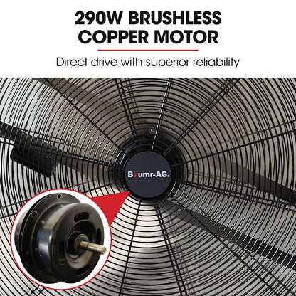 36" Industrial Mobile Drum Fan, 914mm, 290W Motor, Adjustable Tilt, Heavy-Duty