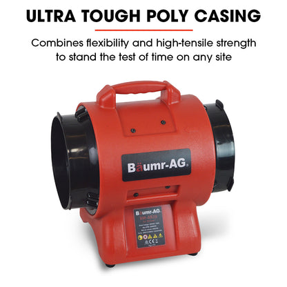 200mm Portable Air Blower with Axial Fan for Ventilation and Extraction