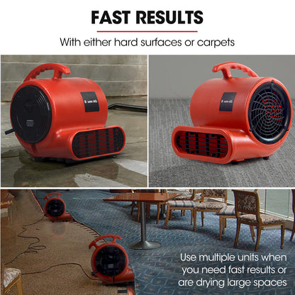 High-Performance Carpet Dryer Air Mover Blower Fan, 3-Speed, 700CFM, 4.5kg