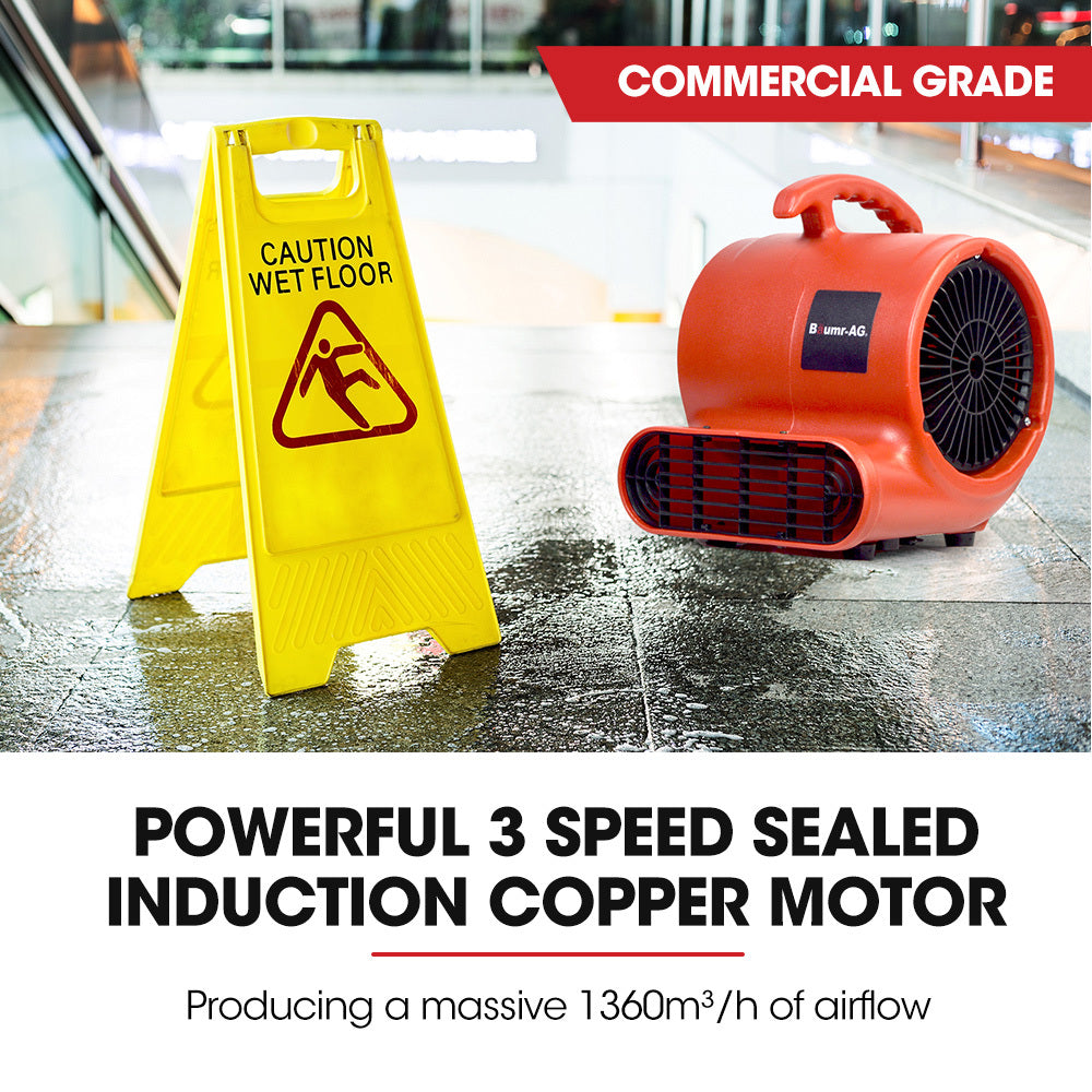 Compact 6.5kg Carpet Dryer Air Mover Blower Fan, 3-Speed, 800CFM, Commercial/Home