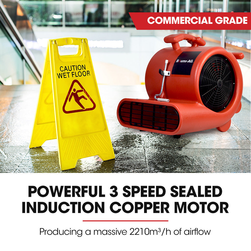 Carpet Floor Dryer Air Mover Blower Fan, 3-Speed, 1.3 Meter, 10 kg, Home/Commercial