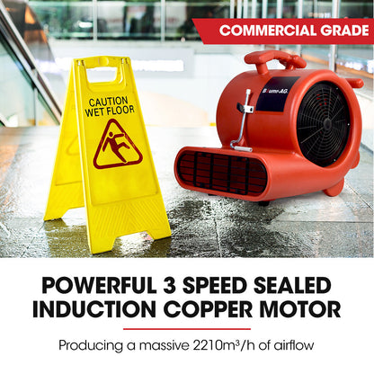 Carpet Floor Dryer Air Mover Blower Fan, 3-Speed, 1.3 Meter, 10 kg, Home/Commercial