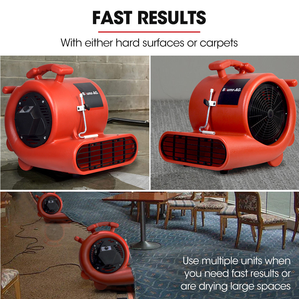 Carpet Floor Dryer Air Mover Blower Fan, 3-Speed, 1.3 Meter, 10 kg, Home/Commercial