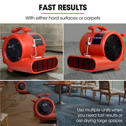 Carpet Floor Dryer Air Mover Blower Fan, 3-Speed, 1.3 Meter, 10 kg, Home/Commercial