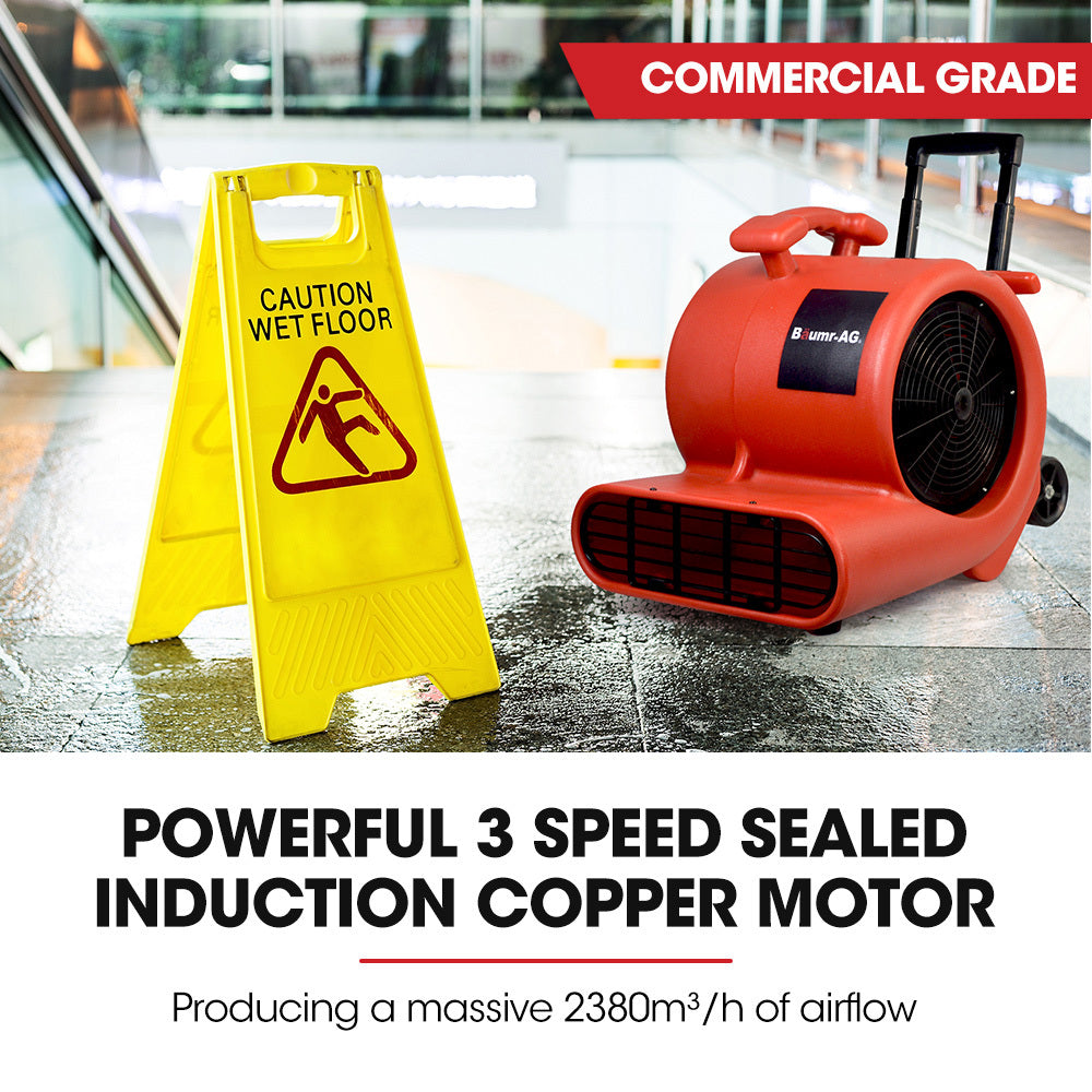 Commercial Carpet Dryer Air Mover with Telescopic Handle, 2380m³/h, 13kg