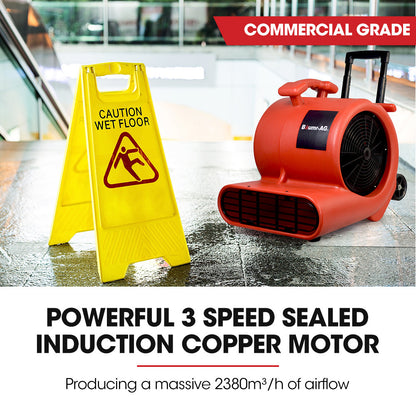 Commercial Carpet Dryer Air Mover with Telescopic Handle, 2380m³/h, 13kg
