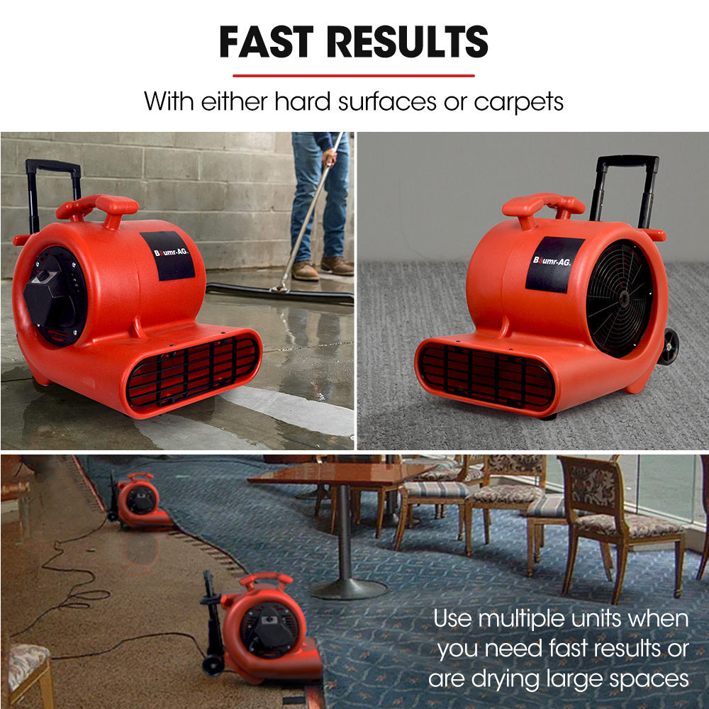 Commercial Carpet Dryer Air Mover with Telescopic Handle, 2380m³/h, 13kg