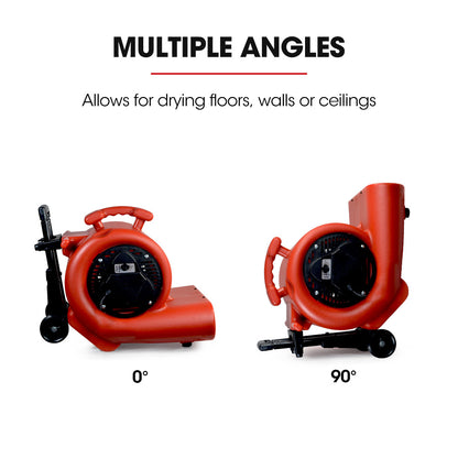 Commercial Carpet Dryer Air Mover with Telescopic Handle, 2380m³/h, 13kg