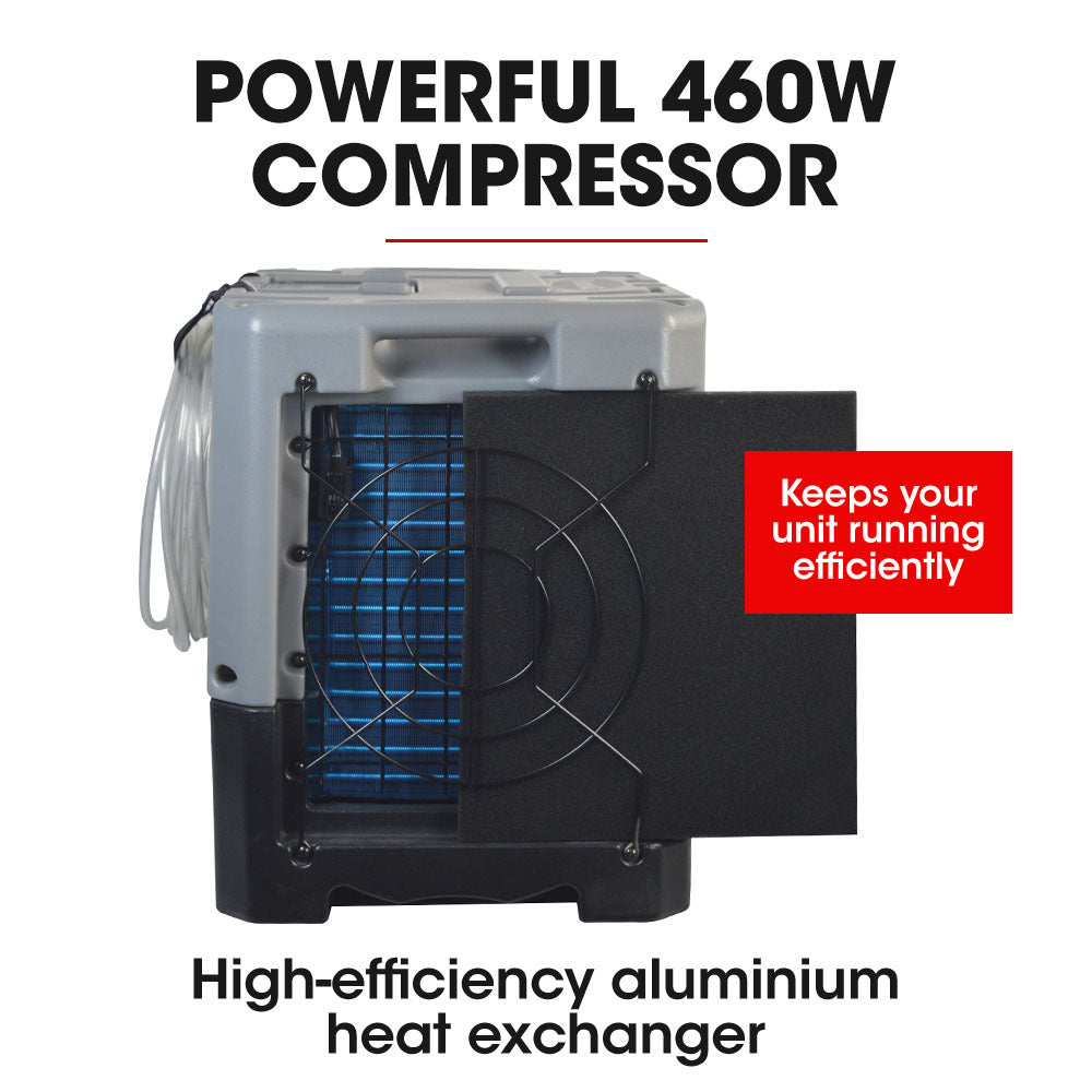 50L/Day Commercial LGR Dehumidifier with LCD, Wheels & Auto Drain Pump