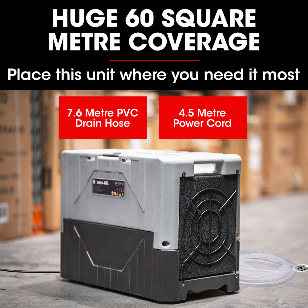 50L/Day Commercial LGR Dehumidifier with LCD, Wheels & Auto Drain Pump