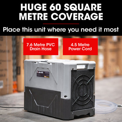 50L/Day Commercial LGR Dehumidifier with LCD, Wheels & Auto Drain Pump