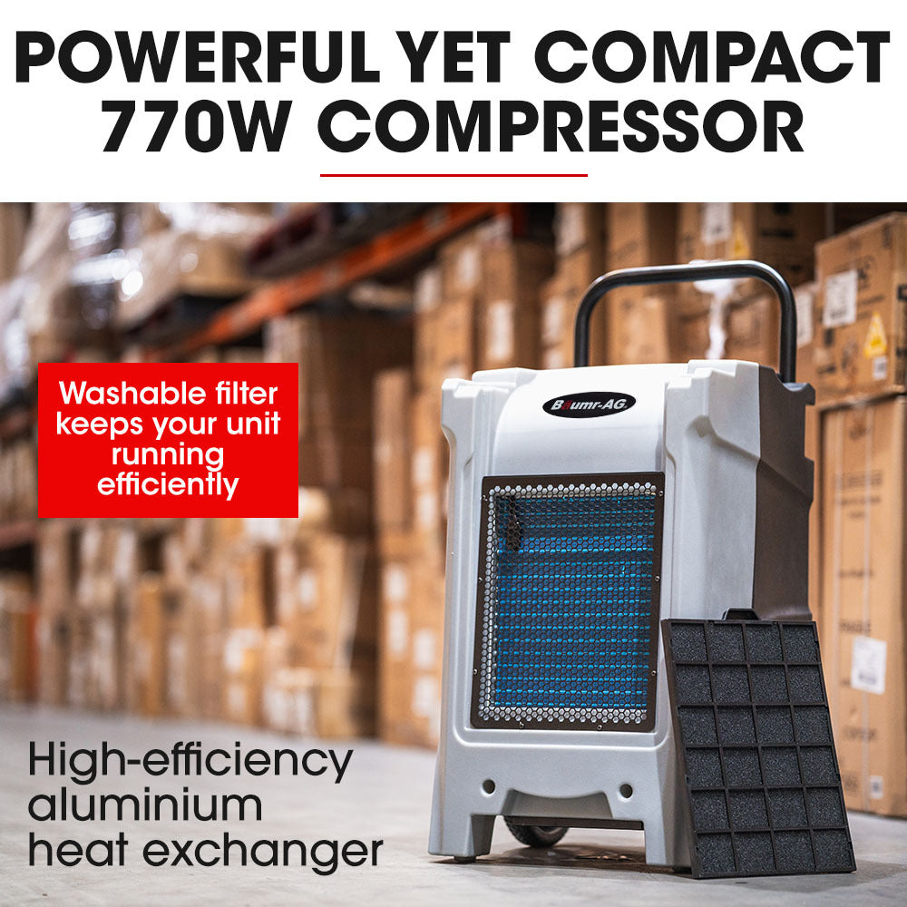 90L/Day Industrial LGR Dehumidifier, Portable, LCD, Wheels, Energy Efficient