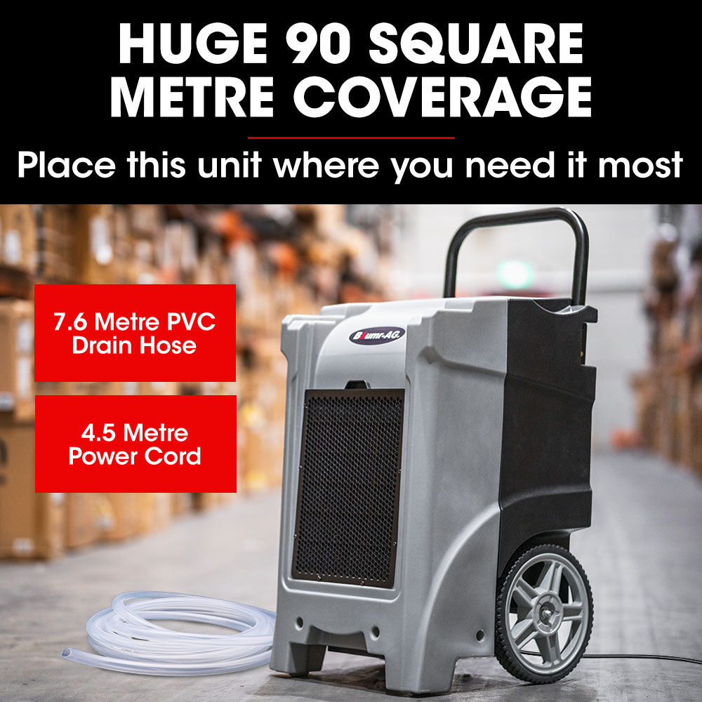 90L/Day Industrial LGR Dehumidifier, Portable, LCD, Wheels, Energy Efficient