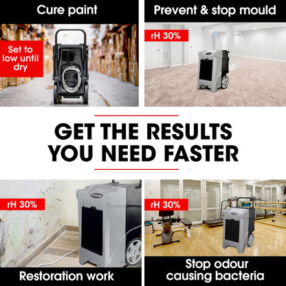 90L/Day Industrial LGR Dehumidifier, Portable, LCD, Wheels, Energy Efficient