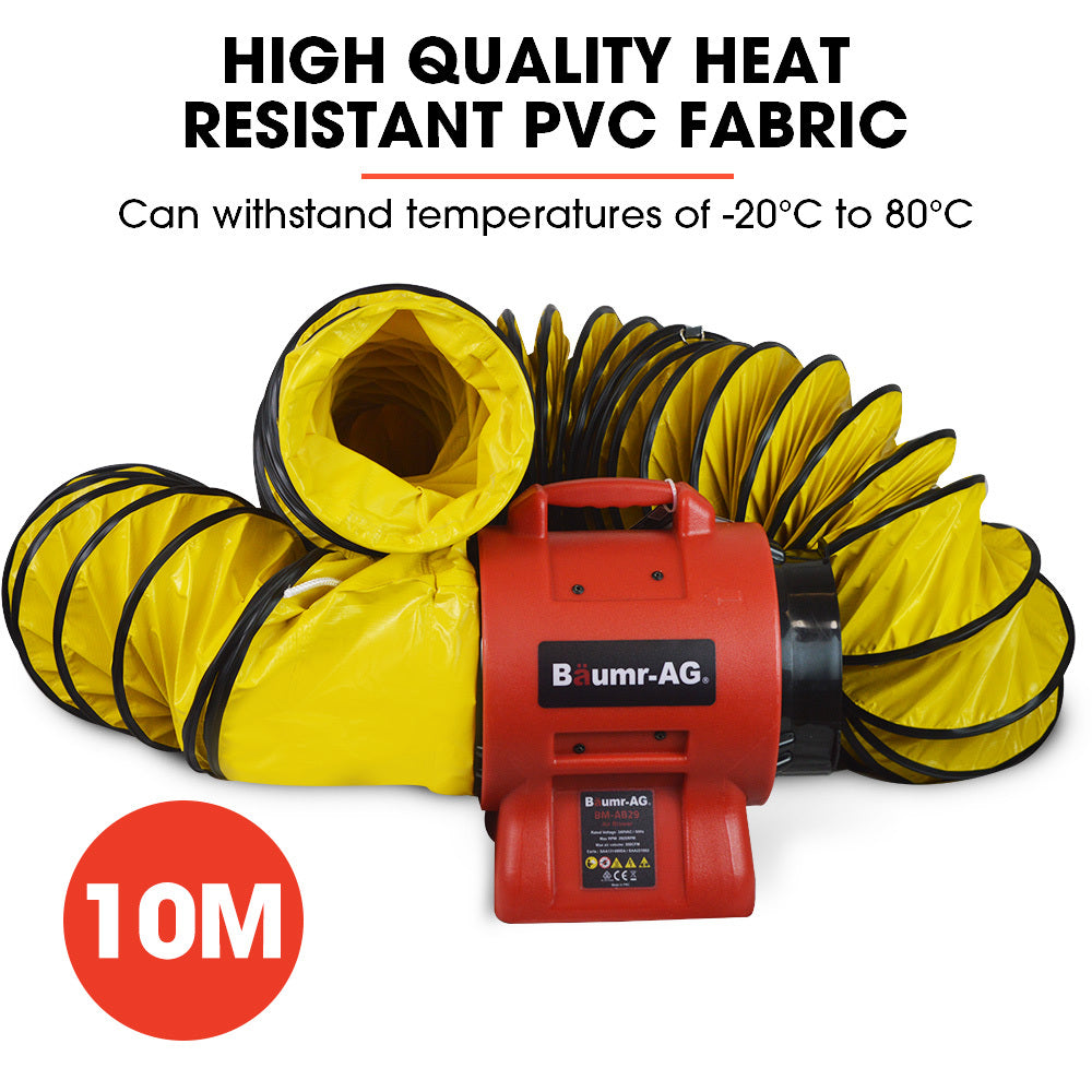 200mm Portable Air Mover Blower Fan with 10m Ventilation Duct, 7kg Lightweight