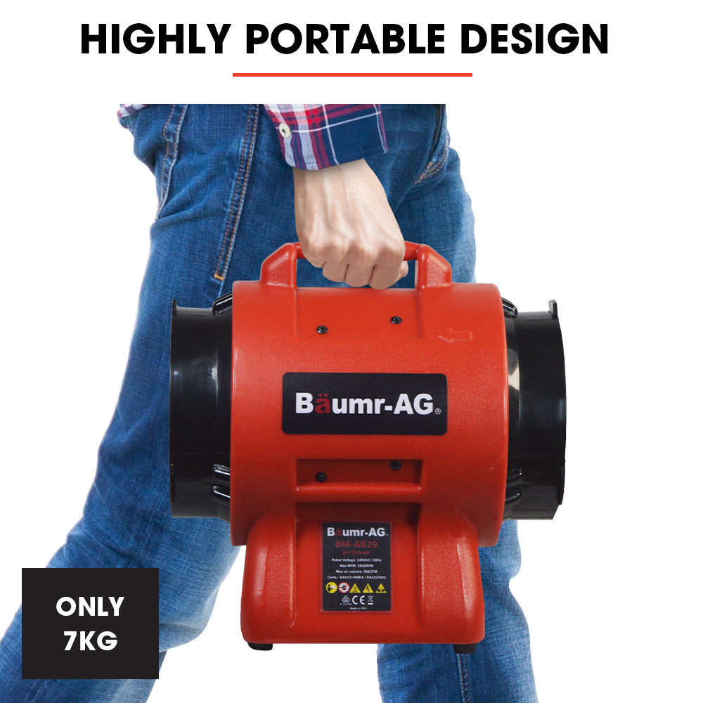 200mm Portable Air Mover Blower Fan with 10m Ventilation Duct, 7kg Lightweight