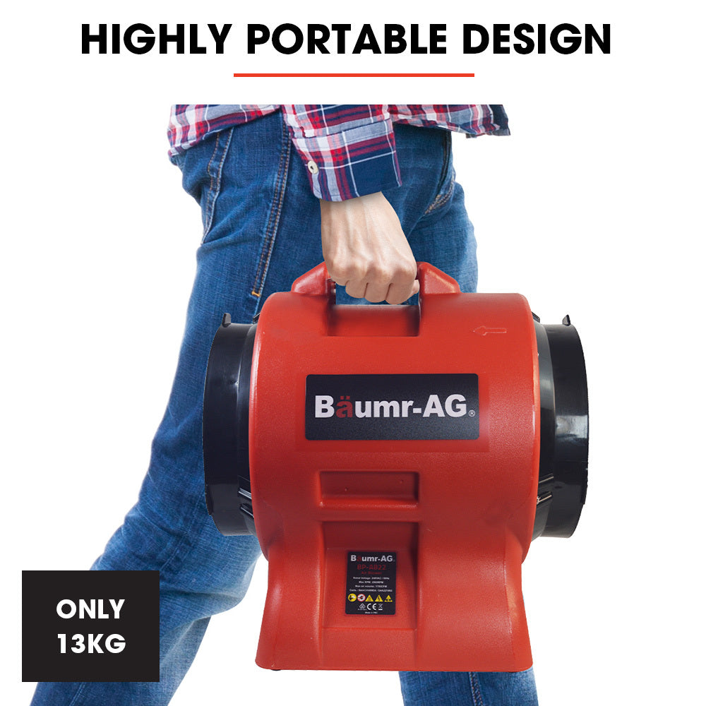 300mm Portable Air Blower with 560W Motor - Lightweight and Stackable Design