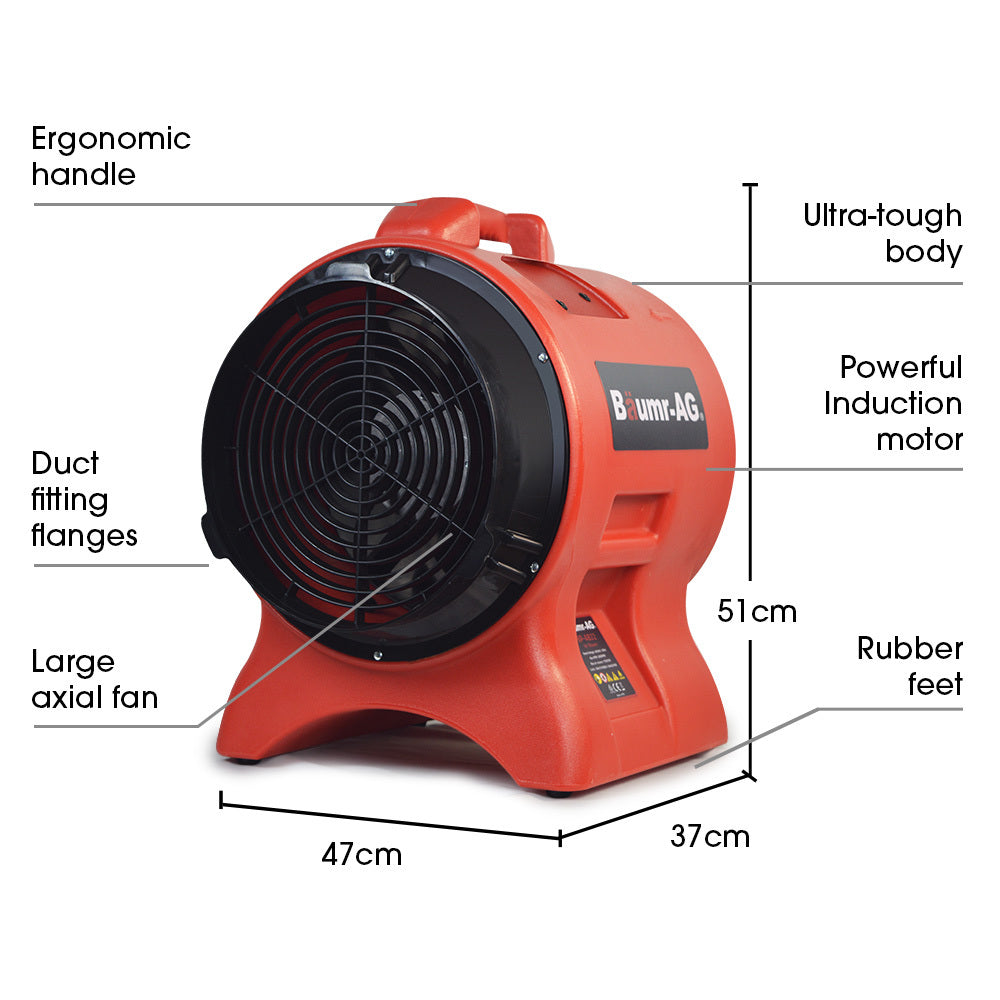 300mm Portable Air Blower with 560W Motor - Lightweight and Stackable Design