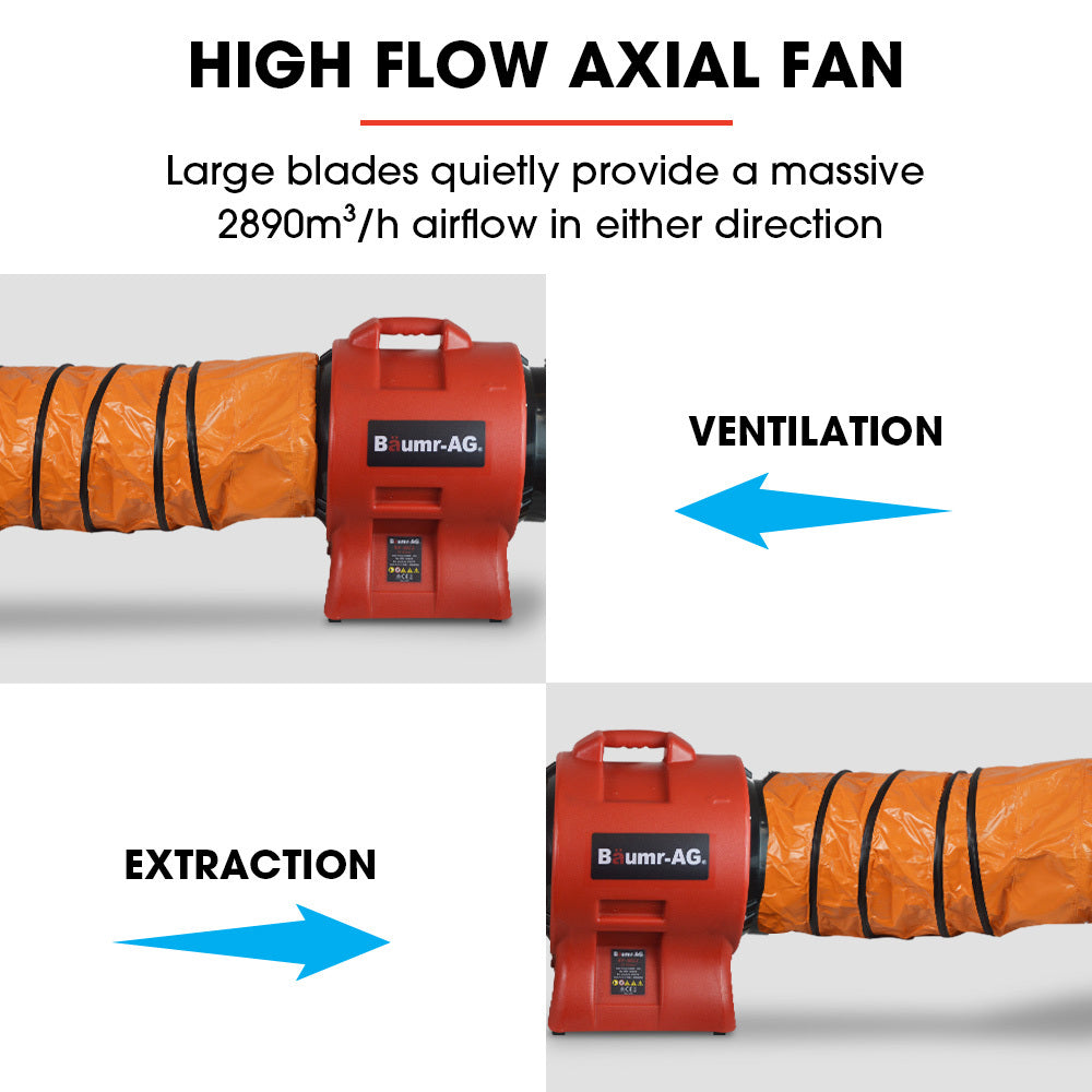 300mm Portable Air Blower with 560W Motor - Lightweight and Stackable Design