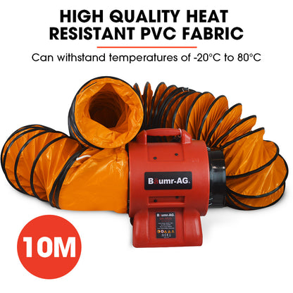 300mm Portable Axial Air Mover Blower Fan with 10m Duct, 13kg, 560W Motor