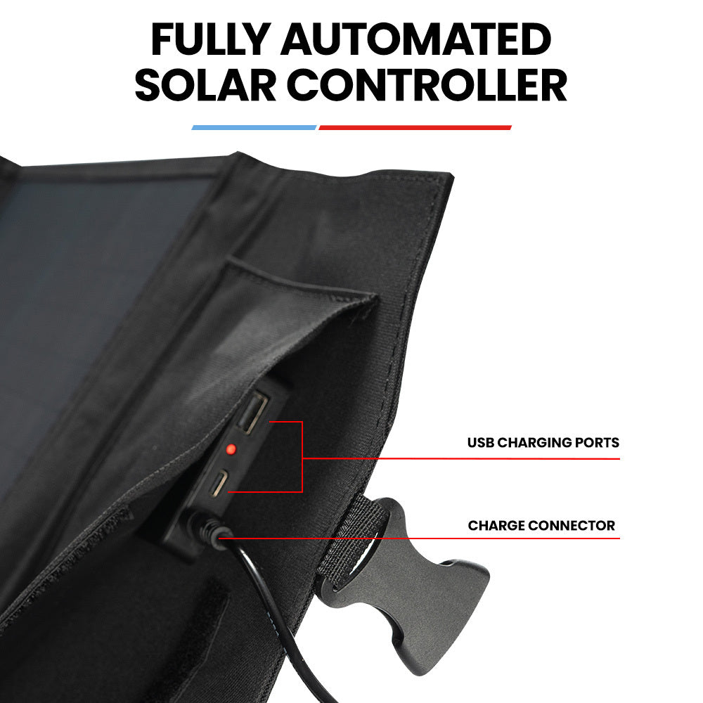 100W Portable Solar Panel with USB Ports and Adjustable Kickstands, 3.5kg