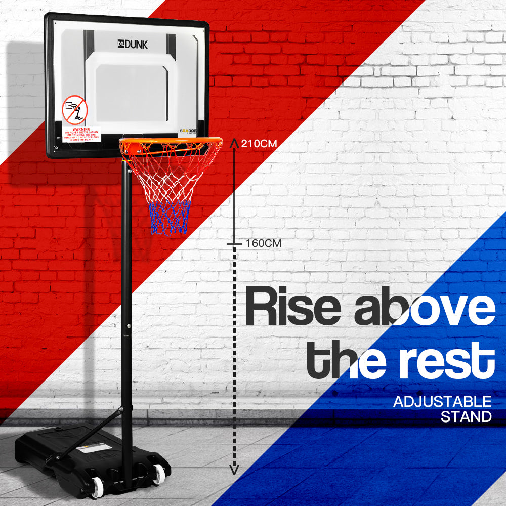 Adjustable Kids Basketball Hoop with 1.6m-2.1m Rim and Shatterproof Backboard