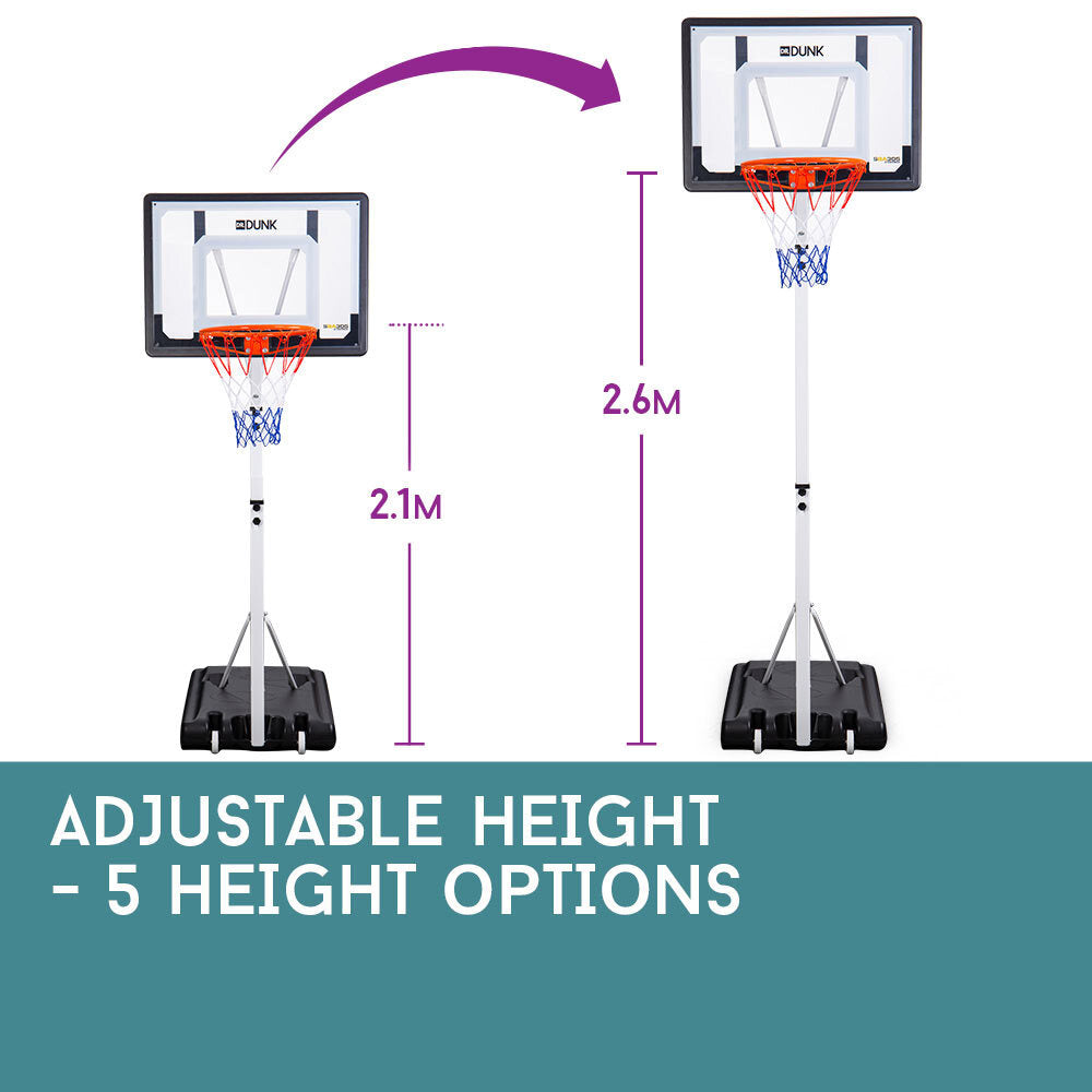 Adjustable Basketball Hoop System with 2.1-2.6m Rim and Mobile Base