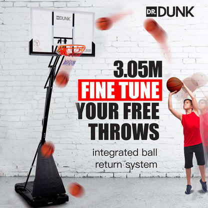 Adjustable Portable Basketball Hoop with 2.3-3.05m Height & 50" Backboard