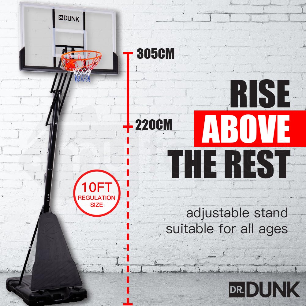 Adjustable Portable Basketball Hoop with 2.3-3.05m Height & 50" Backboard