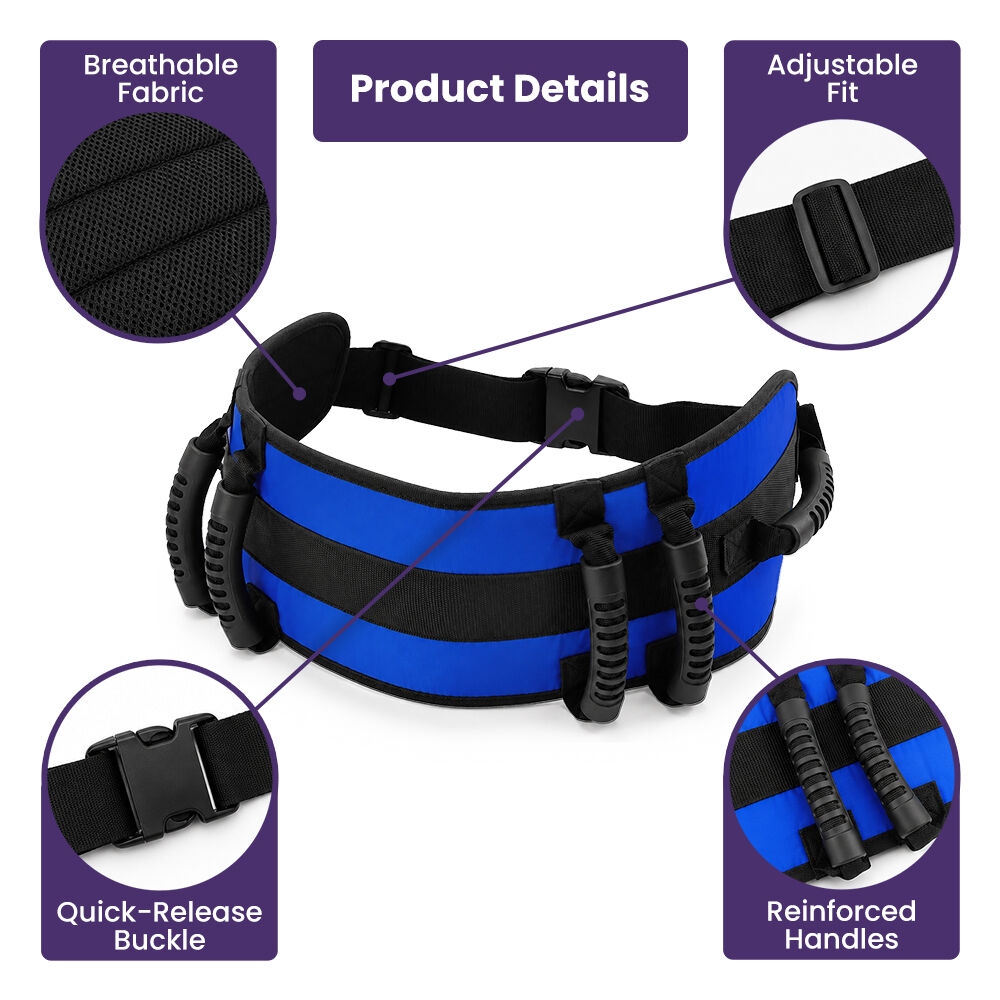 Adjustable Patient Transfer Gait Belt with 6 Handles