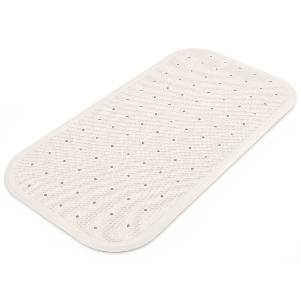 35 x 76cm Shower Mat with Suction Cups, Synthetic Rubber, Anti-Slip Bath Aid for Wet Areas, White
