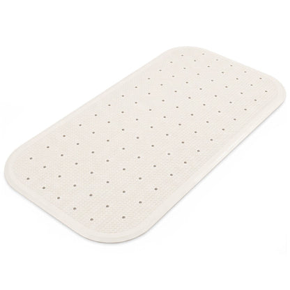 35 x 76cm Shower Mat with Suction Cups, Synthetic Rubber, Anti-Slip Bath Aid for Wet Areas, White