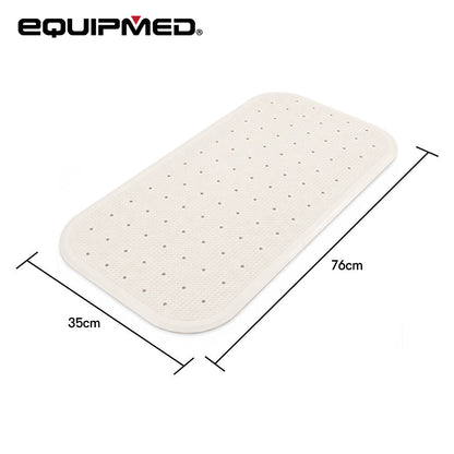 35 x 76cm Shower Mat with Suction Cups, Synthetic Rubber, Anti-Slip Bath Aid for Wet Areas, White