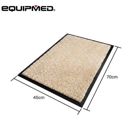 45x70cm Non-Slip Indoor Rug Floor Mat Beige, Poly Fiber Cut Loop Pile, High Density Base, Anti-Trip Edging