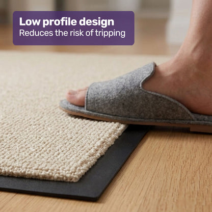 45x70cm Non-Slip Indoor Rug Floor Mat Beige, Poly Fiber Cut Loop Pile, High Density Base, Anti-Trip Edging