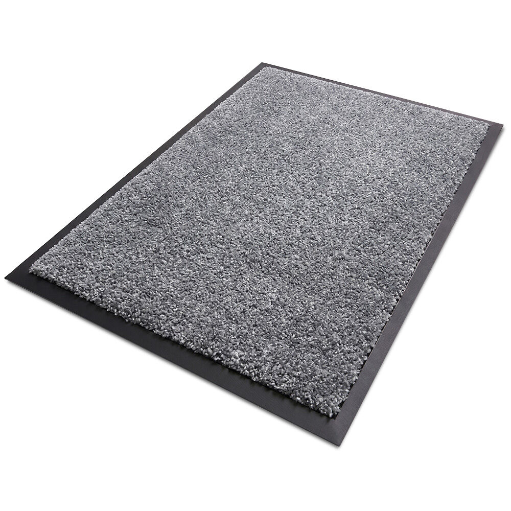 45x70cm Non-Slip Indoor Rug Floor Mat Charcoal, Poly Fiber Cut Loop Pile, High Density Base, Anti-Trip Edging