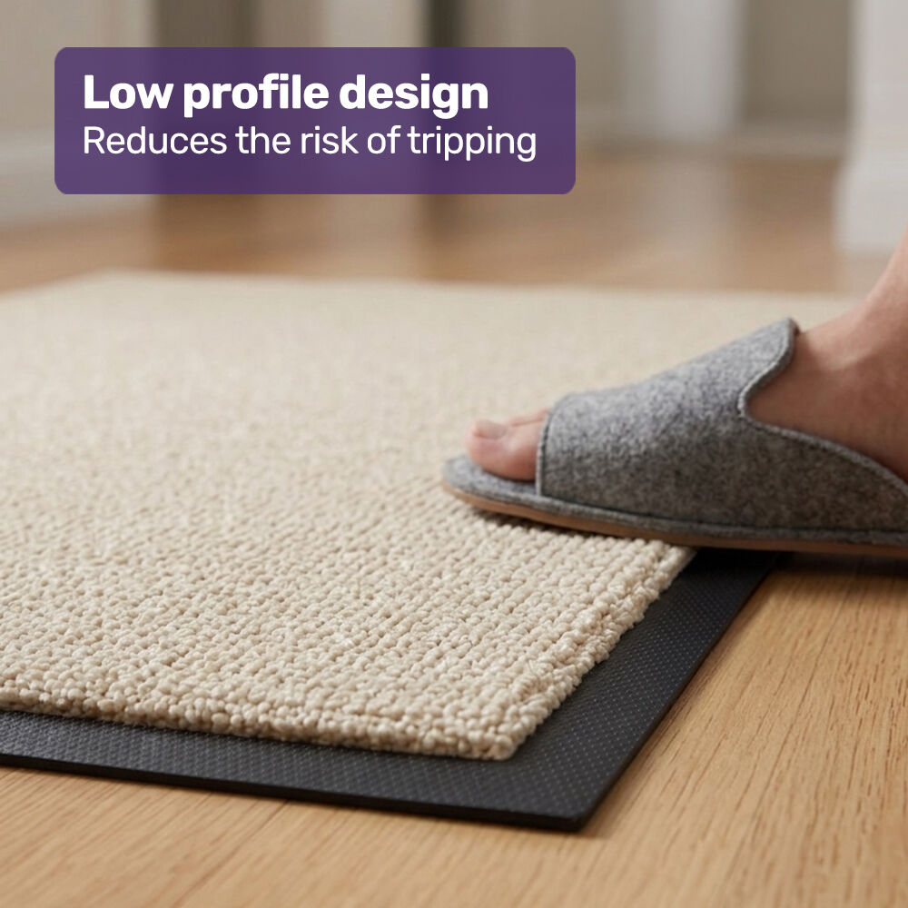 60x85cm Non-Slip Indoor Rug Floor Mat Beige, Poly Fiber Cut Loop Pile, High Density Base, Anti-Trip Edging