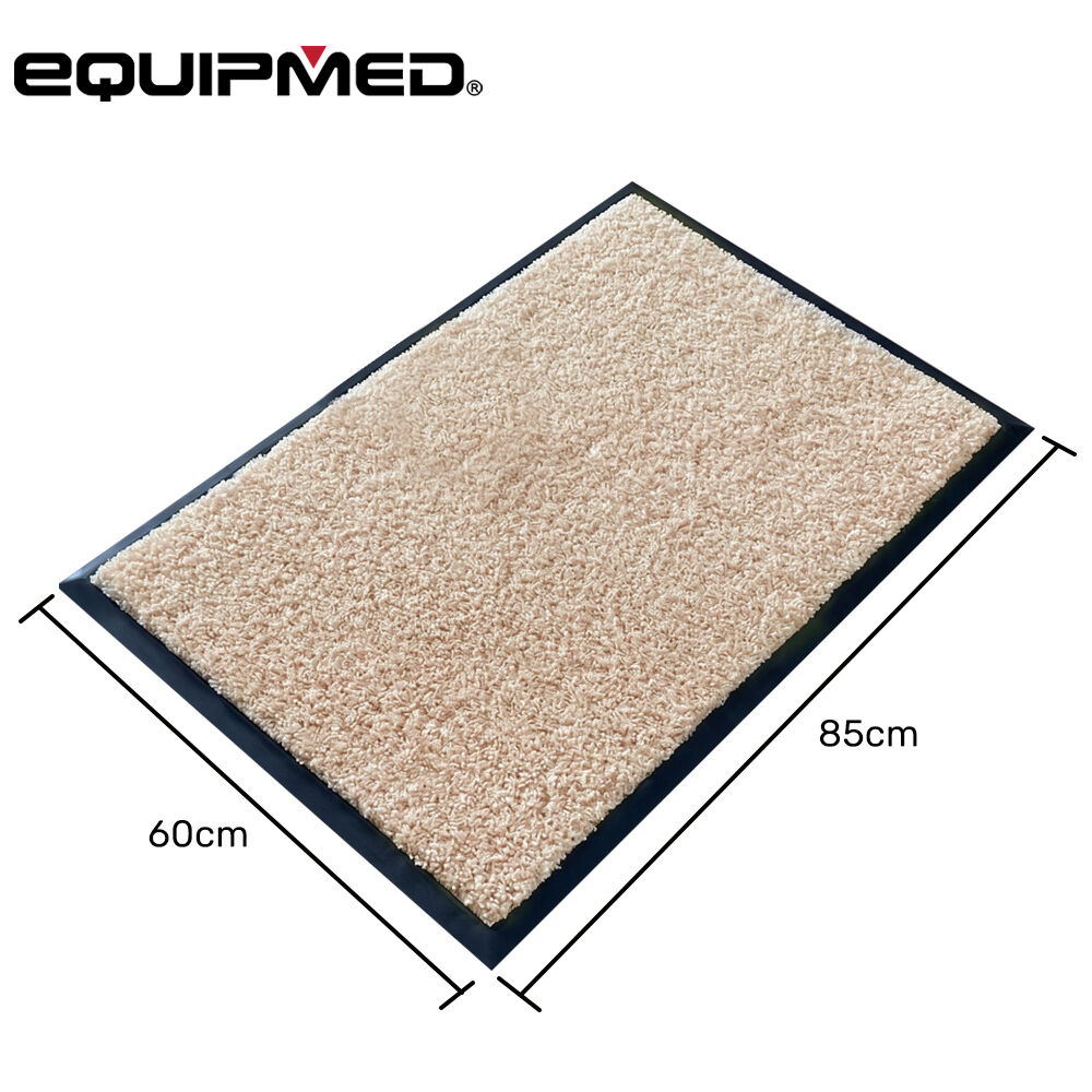 60x85cm Non-Slip Indoor Rug Floor Mat Beige, Poly Fiber Cut Loop Pile, High Density Base, Anti-Trip Edging