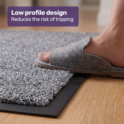 60x85cm Non-Slip Indoor Rug Floor Mat Charcoal, Poly Fiber Cut Loop Pile, High Density Base, Anti-Trip Edging