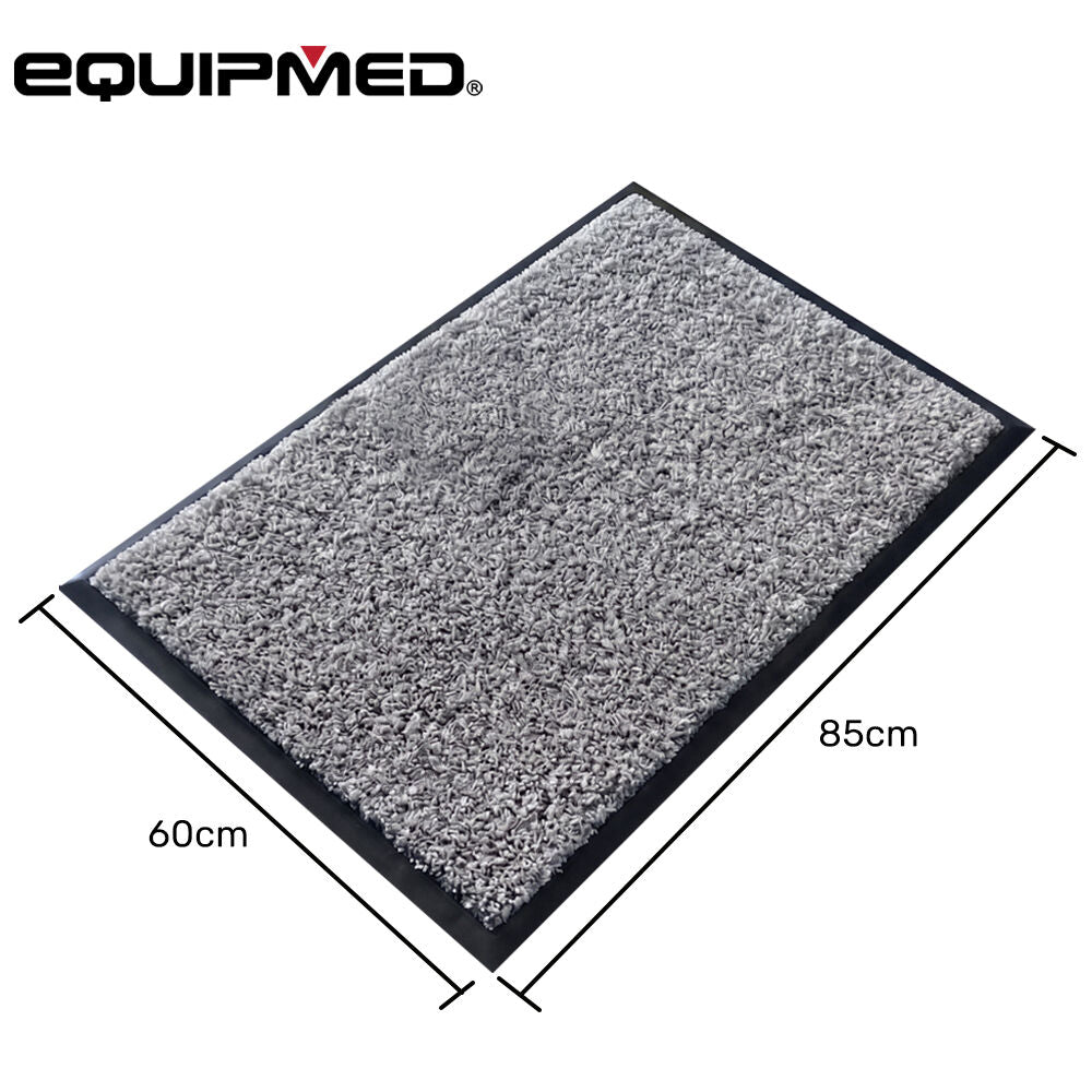 60x85cm Non-Slip Indoor Rug Floor Mat Charcoal, Poly Fiber Cut Loop Pile, High Density Base, Anti-Trip Edging