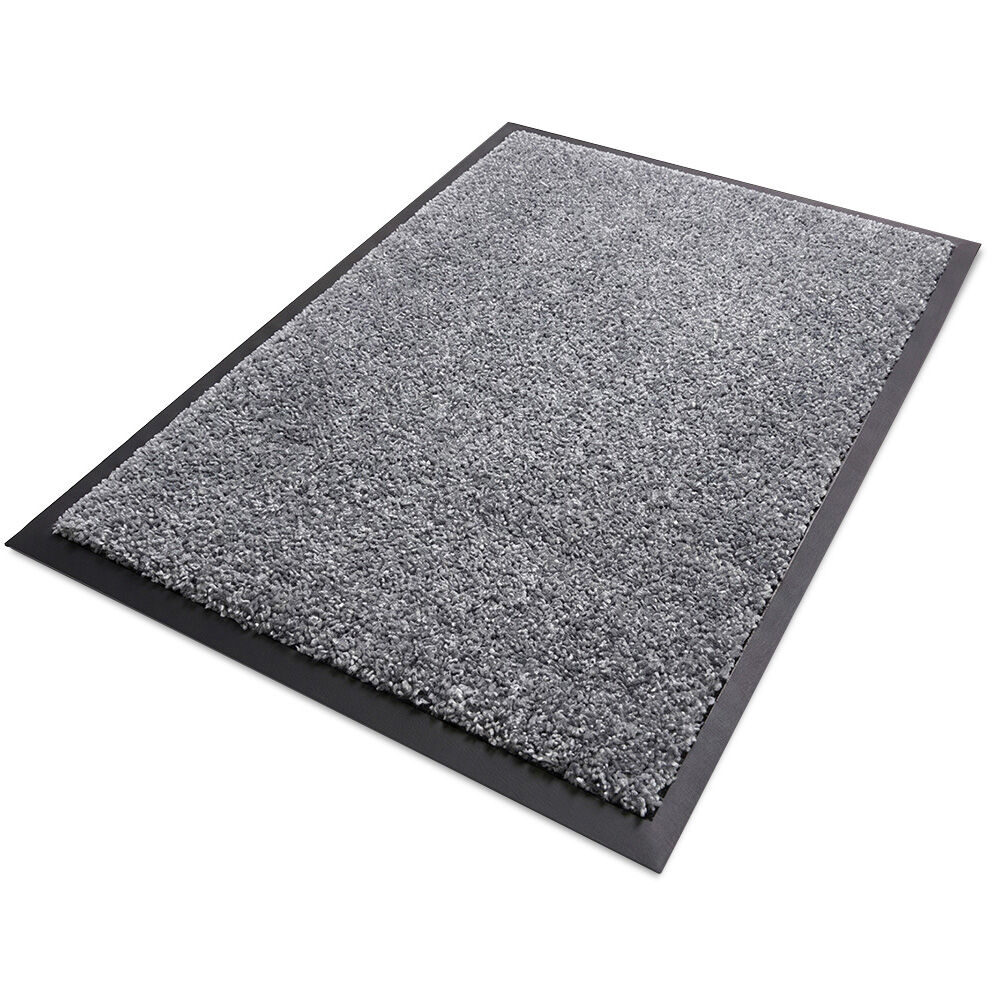 60x85cm Non-Slip Indoor Rug Floor Mat Charcoal, Poly Fiber Cut Loop Pile, High Density Base, Anti-Trip Edging
