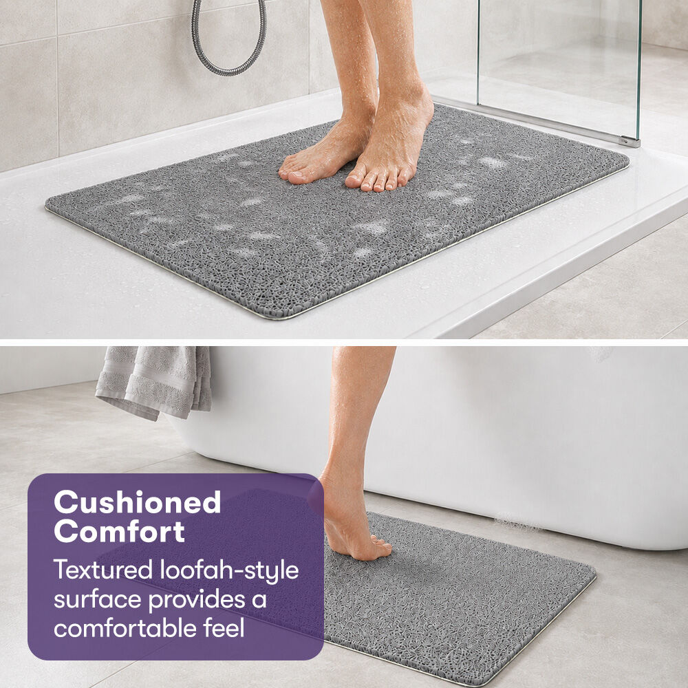 Washable PVC Anti-Slip Loofah Bath and Shower Mat, Small, 40 x 60cm