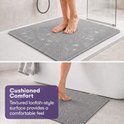Washable PVC Anti-Slip Loofah Bath and Shower Mat, Large, 60 x 60cm