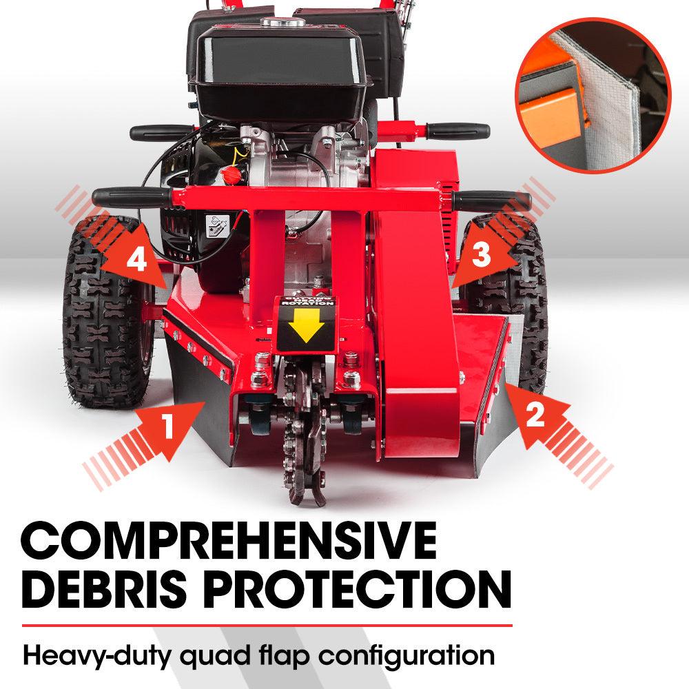 15HP Commercial Petrol Stump Grinder with 0.3m Depth Capability and Carbide Teeth